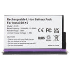 JH-X5 For Insta360 X5 Action Camera Battery Pack 2800mAh, For Insta360 X5
