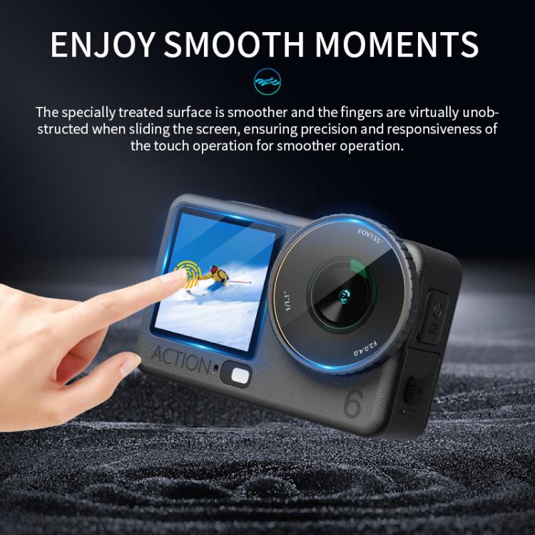STARTRC 3 in 1 Lens Protector Front and Rear Screen Tempered Glass Films, For DJI Osmo Action 6