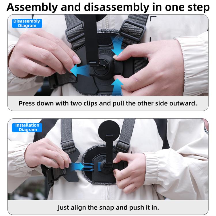 Vest-style Photography Chest Strap Body Mount Belt with Mount & Screw, 5 in 1, 6 in 1 Magnetic Base, 5 in 1 Magnetic Ring Base, 6 in 1 Magnetic Ring Base