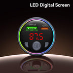 USAMS CC328 30W USB and Type-C Car Fast Charger Digital Display Bluetooth FM, CC328