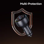 USAMS CC328 30W USB and Type-C Car Fast Charger Digital Display Bluetooth FM, CC328