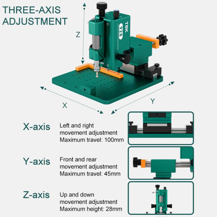 TBK 928 Intelligent High-speed Motor Three-axis Adjustment Motherboard/IC Grinder, AU Plug, US Plug, UK Plug, EU Plug