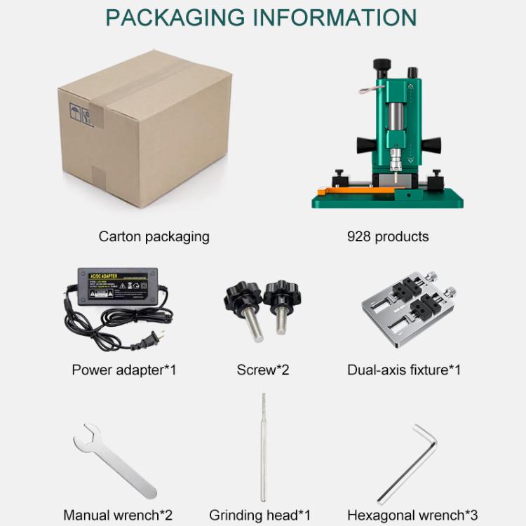 TBK 928 Intelligent High-speed Motor Three-axis Adjustment Motherboard/IC Grinder, AU Plug, US Plug, UK Plug, EU Plug