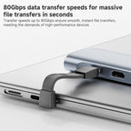 67mm 240W 8K 80Gbps Type-C to Type-C For Thunderbolt 4 Full Function Data Cable, Type-C to Type-C 80Gbps