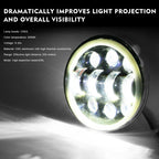 EagleVision DC9-30V 35W 6000K 4000LM 5.75 inch Round Motorcycle 6LEDs Headlight with Angel Eye for Harley-Davidson, 6LEDs