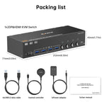 NW-KVM403DH 8K 60Hz USB3.0, DP, HDMI Ports Triple Monitor KVM Switch, NW-KVM403DH