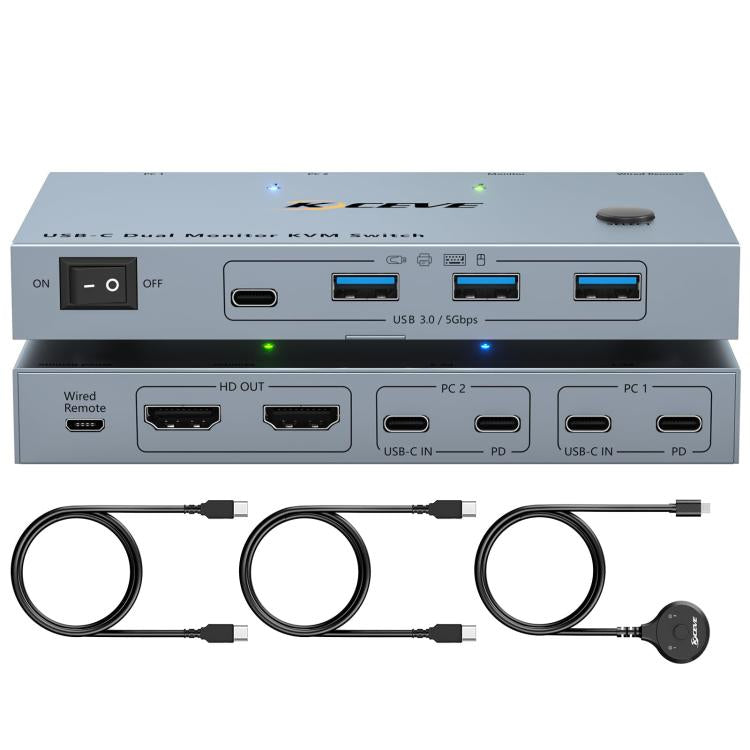 NW-KVMC212H 4K 60Hz USB-C / Type-C Ports Dual Monitor KVM Switch, NW-KVMC212H