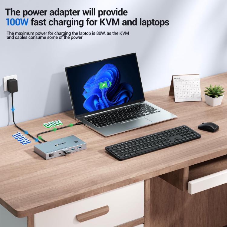 NW-KVMC212H 4K 60Hz USB-C / Type-C Ports Dual Monitor KVM Switch, NW-KVMC212H