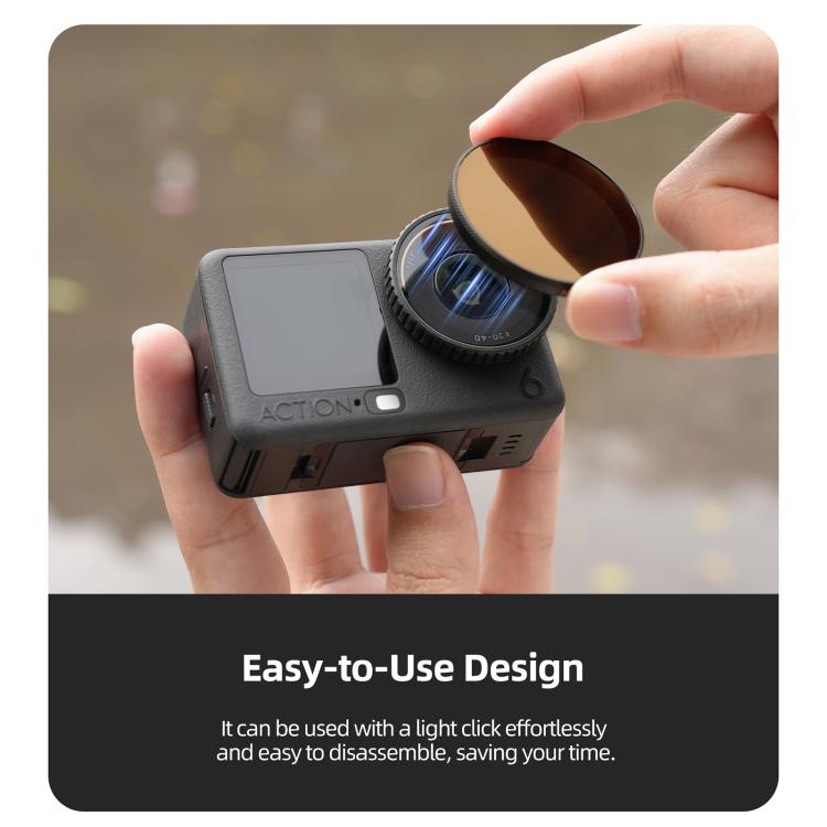 For DJI Osmo Action 6 Sunnylife Camera Lens Filter, Black Mist 1/4, CPL, MCUV, ND8, ND16, ND32, ND64, NIGHT, 3 in 1 Light Shadow, 4 in 1 Mixed Filter, 4 in 1 ND, 6 in 1 Mixed Filter, 8 in 1 Mixed Filter