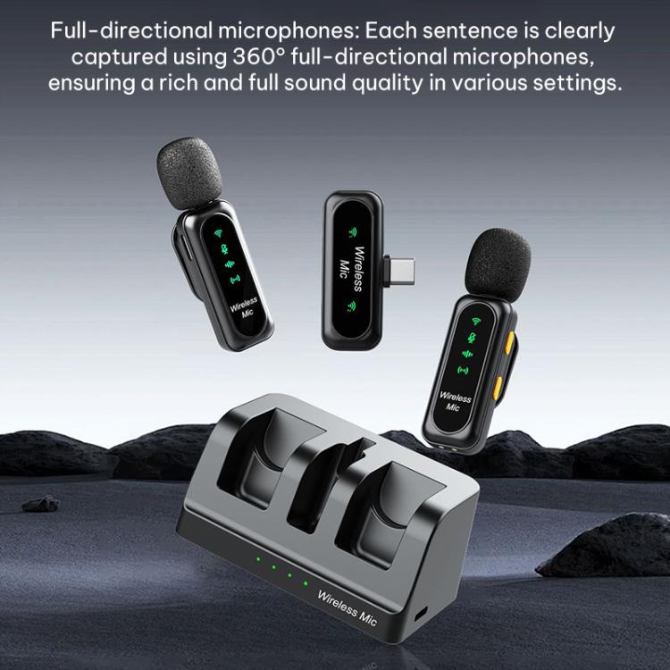 K7 2 in 1 Lavalier Wireless Microphone with Charging Dock, Type-C Plug, 8 Pin Plug