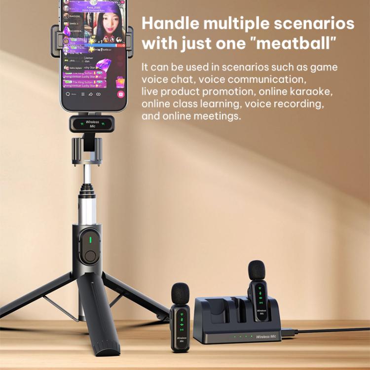 K7 2 in 1 Lavalier Wireless Microphone with Charging Dock, Type-C Plug, 8 Pin Plug