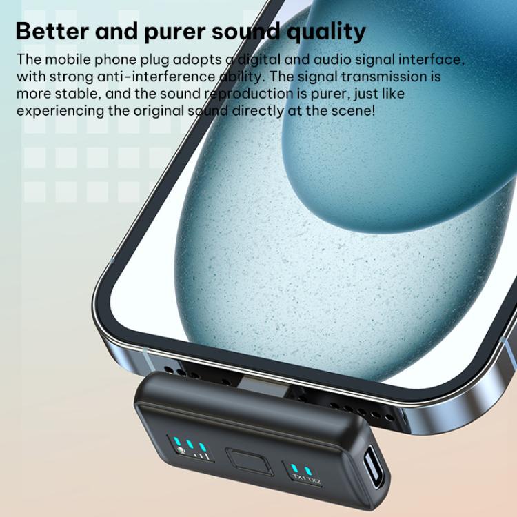 Q12 Type-C / 8 Pin 2 in 1 Lavalier Wireless Microphone, U-shaped RX