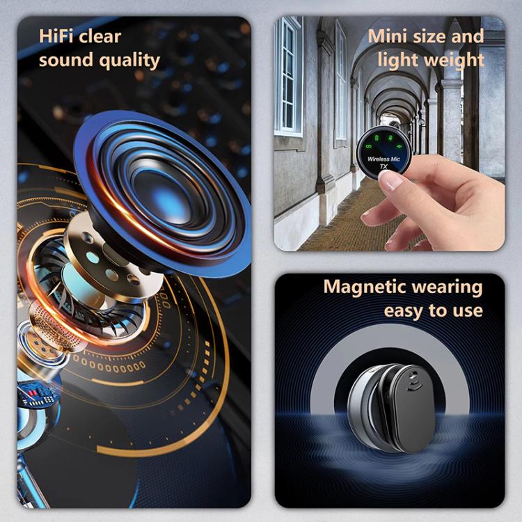 S5 2 in 1 Mini Magnetic Clip Wireless Microphone with Charging Case, Type-C Plug, 8 Pin Plug