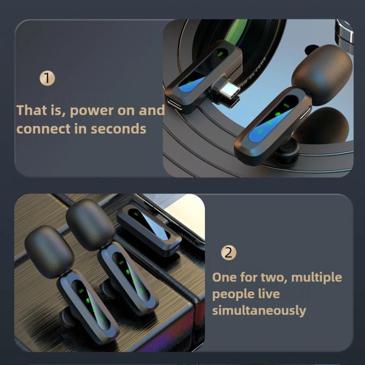 J3 Lavalier Wireless Microphone Noise Reduction Mini Mic, 1 Mic + Type-C Plug, 1 Mic + 8 Pin Plug