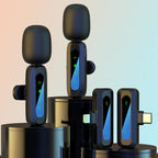 J3 2 in 1 Lavalier Wireless Microphone Noise Reduction Mini Mic, 2 Mics + Type-C Plug, 2 Mics + 8 Pin Plug