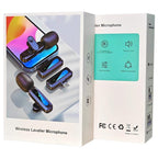 J3 2 in 1 Lavalier Wireless Microphone Noise Reduction Mini Mic, 2 Mics + Type-C Plug, 2 Mics + 8 Pin Plug