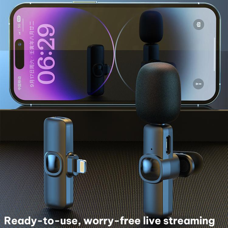 J1 Lavalier Wireless Microphone Noise Reduction Mini Mic, 1 Mic + Type-C Plug, 1 Mic + 8 Pin Plug