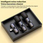 J1 2 in 1 Lavalier Wireless Microphone Noise Reduction Mini Mic, 2 Mics + Type-C Plug, 2 Mics + 8 Pin Plug