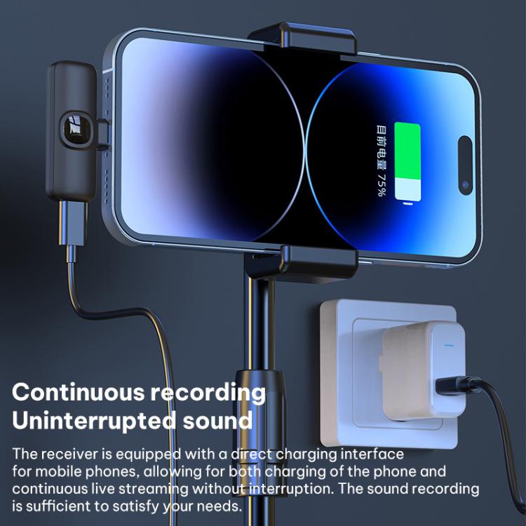 J1 2 in 1 Lavalier Wireless Microphone Noise Reduction Mini Mic, 2 Mics + Type-C Plug, 2 Mics + 8 Pin Plug