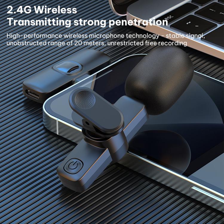 J1 2 in 1 Lavalier Wireless Microphone Noise Reduction Mini Mic, 2 Mics + Type-C Plug, 2 Mics + 8 Pin Plug