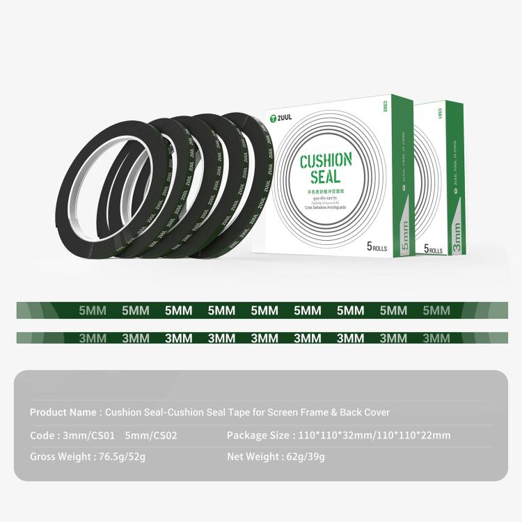 2UUL 5 in 1 Cushion Seal Tape, CS01 / 3mm, CS02 / 5mm