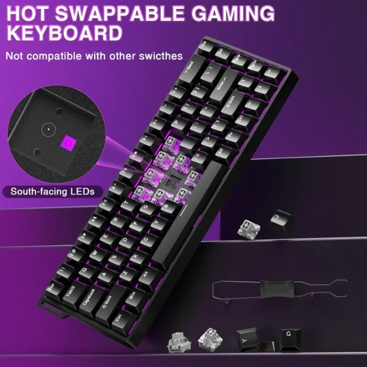 AULA WIN68HE Standard Version 68 Keys RGB Wired Keyboard, WIN68HE Black Grey Wood Magnetic Axis