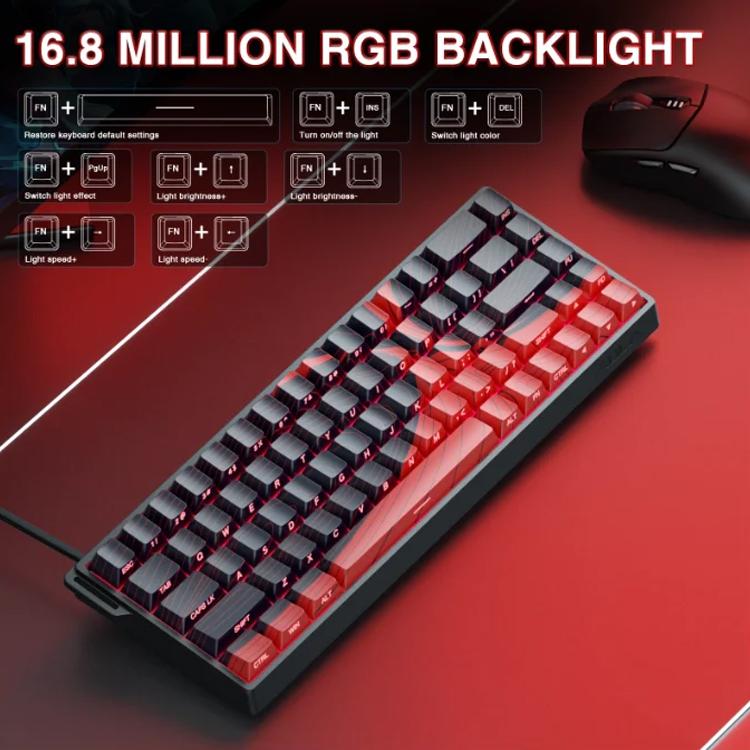 AULA WIN68HE MAX Version 68 Keys RGB Wired Keyboard, WIN68HE Red Wing Chun Magnetic Axis