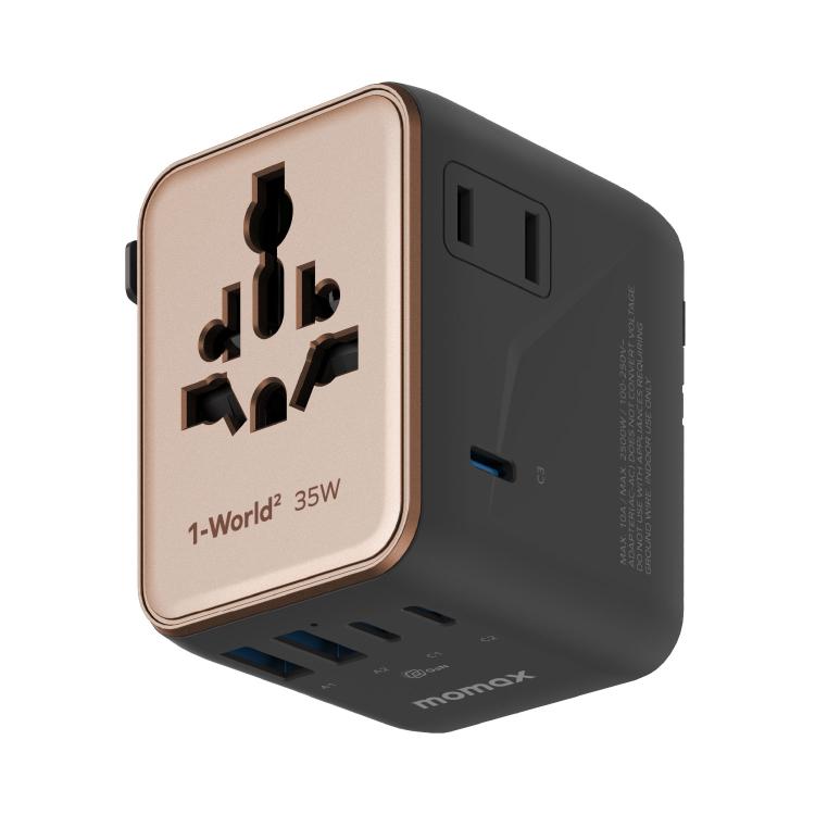 MOMAX 1-World UA27 PD 35W Dual AC GaN Fast Charger, UA27