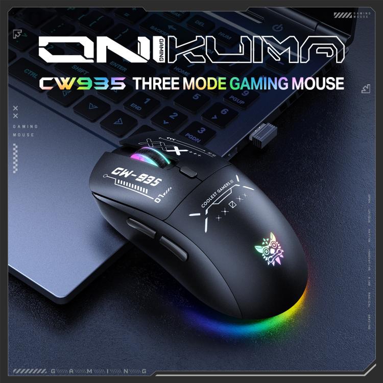 ONIKUMA CW935 12800DPI 2.4GHz + BT + Wired Tri-mode RGB Wireless Mouse, CW935