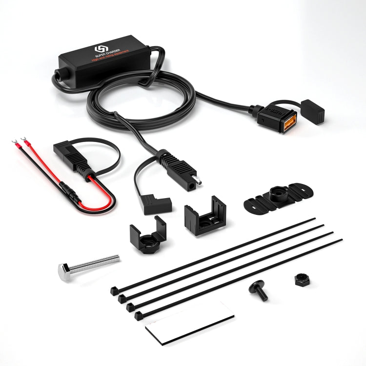WUPP CS-1186B1 Motorcycle SAE Single USB Port Fast Charging Charger, CS-1186B1
