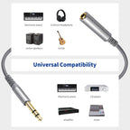 6.35mm 1/4 inch TRS Male to Female Stereo Extension Cable, 2m, 3m, 4.5m, 6m