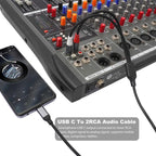 24-bit Type-C to Dual RCA Male Audio Decoding Cable, 1m, 2m, 3m