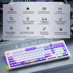 LINGBAO K98 101 Keys Triple-mode Wireless Game Keyboard, Black Pink-Grey Wood Axis V4-Korean, Blue-Grey Wood Axis V4-Korean, Black Red-Grey Wood Axis V3-Korean, Black Red-Grey Wood Axis V3-Russian, Blue-Grey Wood Axis V4-Russian