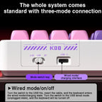 LINGBAO K98 101 Keys Triple-mode Wireless Game Keyboard, Black Pink-Flower Field Axis, Black Red-Red Rabbit Axis, White-Glazed Tile Axis, Blackberry Powder-Red Rabbit Axis Pro, Blackberry Powder-Glazed Tile Axis, White Purple-Flower Field Axis         ...