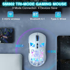 SOLAKAKA SM802 Ultra-light 2.4GHz + BT + Wired Tri-mode Wireless Mouse, SM802