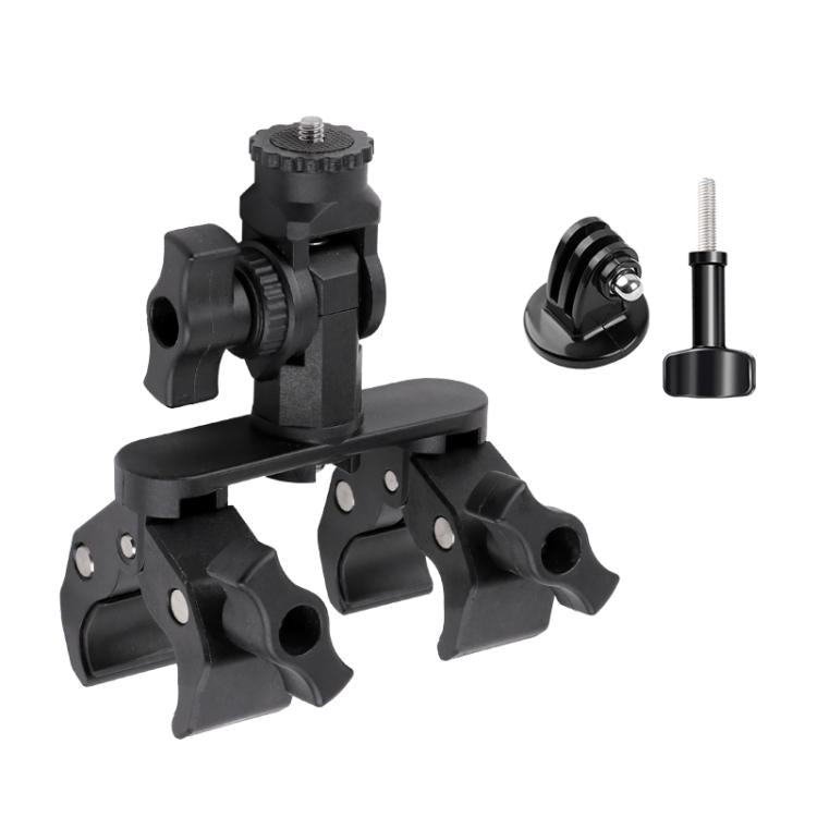 Universal Action Camera Bicycle Handlebar Double-Crab Clamp, With Adapter & Screw, Single Clamp, With Extension Rod & Adapter & Screw, With Extension Rod
