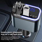 F9 Car MP3 Bluetooth Player Fast Charger with Retractable Cable, F9 with Retractable Cable