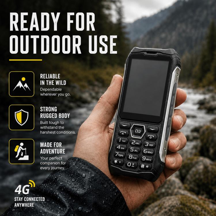 HP336 4G IP68 Rugged Phone, 3.5 inch, 4500mAh Battery, Network: 4G, BT, FM, SOS, Torch, EU Plug, US Plug, UK Plug