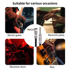 6.35mm Plug Straight to Elbow Electric Guitar Audio Cable, 3m, 5m, 10m