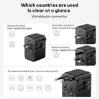 MOMAX UA30 1-World 2+ 70W Dual AC Universal Travel GaN Charger with Retractable Cable, UA30D, UA30L