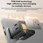 MOMAX UA30 1-World 2+ 70W Dual AC Universal Travel GaN Charger with Retractable Cable, UA30D, UA30L