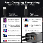 Onten CW72 4 in 1 USB-A and Type-C / USB-C Car Charger with 8 Pin and Type-C / USB-C Retractable Cable