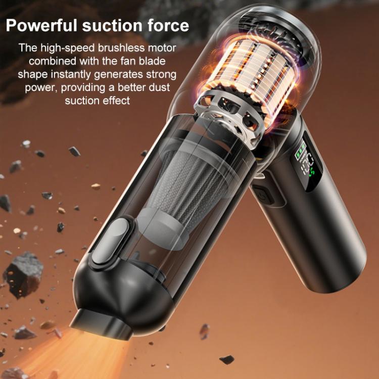 SUITU Handheld Blow Suction Combo LED Display Brushless Vacuum Cleaner, One Touch Dustbin Emptying, Long Dust Collection Bin