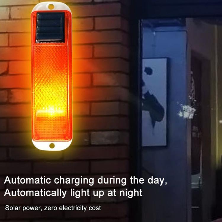 Solar Powered Nighttime LED Flashing Warning Light, Double-sided Tape, Screw