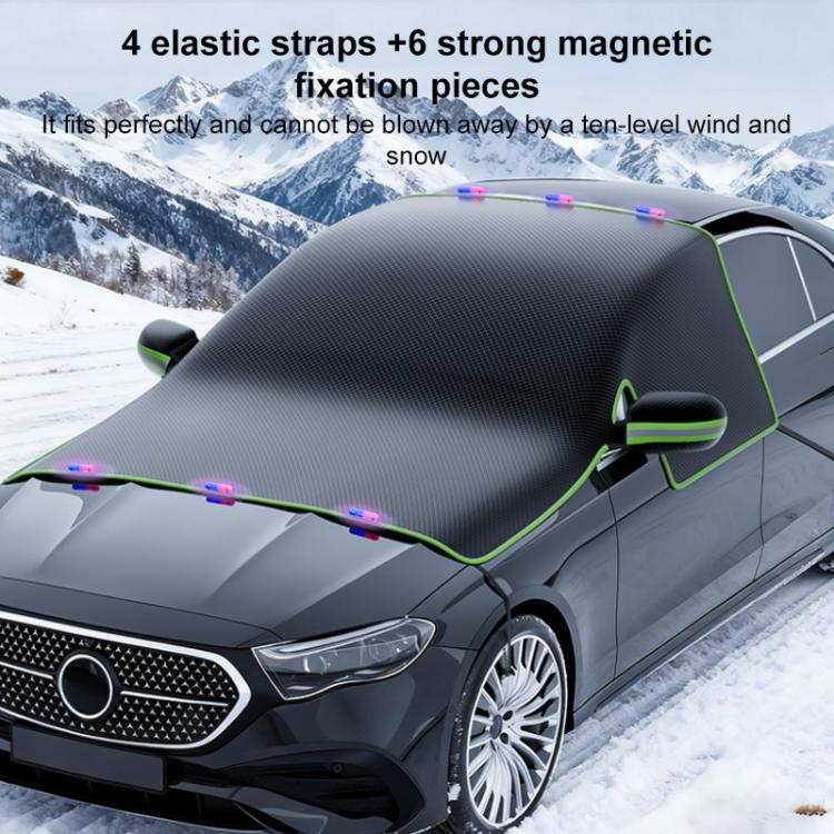 SUITU ST-3960 Universal Car Oxford Fabric Snow and Sun Protection Magnetic Front Windshield Half Cover, ST-3960 (Black Orange), ST-3960 (Black Green)