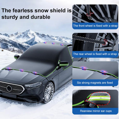 SUITU ST-3960 Universal Car Oxford Fabric Snow and Sun Protection Magnetic Front Windshield Half Cover, ST-3960 (Black Orange), ST-3960 (Black Green)