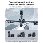 Universal Action Camera Bicycle Handlebar Clamp Holder Extension Rod, With Rod & Dual-Leg Crab & Dual-Head Crab Clamp, With 2 x  Dual-Head-Crab Clamp, With Rod & Dual-Head-Crab & Single-Crab Clamp