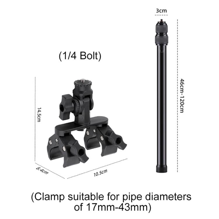 Universal Action Camera Bicycle Handlebar Clamp Holder Extension Rod, With Rod & Dual-Leg Crab & Dual-Head Crab Clamp, With 2 x  Dual-Head-Crab Clamp, With Rod & Dual-Head-Crab & Single-Crab Clamp