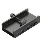 HCL-1071 7-port Type-C 3.2 Clamp Clamp Docking Station HUB with Type-C to Type-C Cable, HCL-1071-BK, HCL-1071-SV