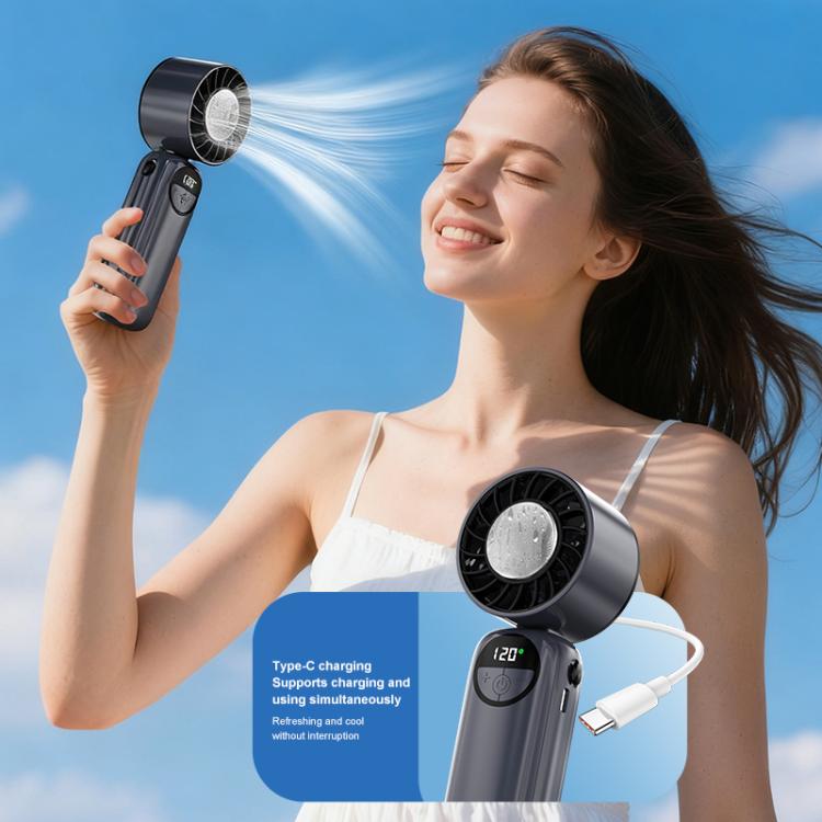 S-11 Apply Ice Neckband Handheld Foldable Fan with LED Display